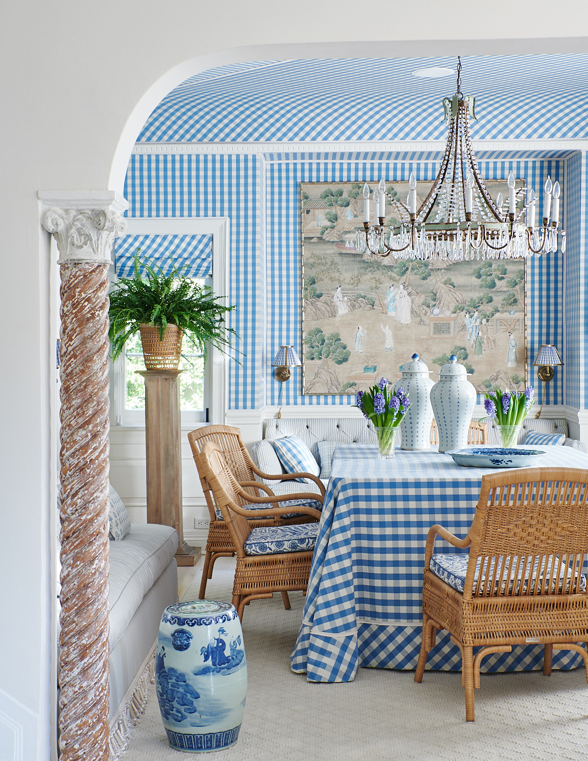 Blue Checkered Dining Table Cloth