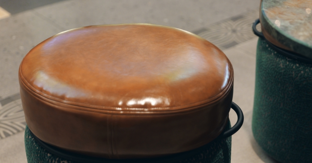 round leather ottoman